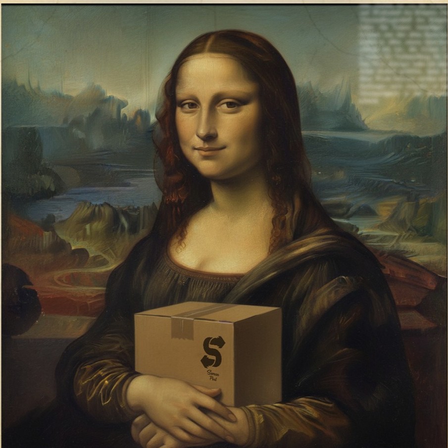 Delivery person holding a box